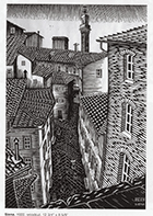 Maurits Cornelis Escher (Tetti di) Siena 1922 xilografia  323 x 219 mm. Collezione Federico Giudiceandrea All M.C. Escher works  2014 The M.C. Escher Company. All rights reserved www.mcescher.com
